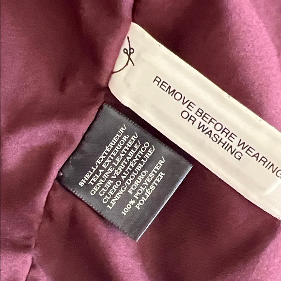 Ann Taylor Suede Genuine Leather Jacket Burgundy Sz XS Biker Moto - Picture 10 of 10